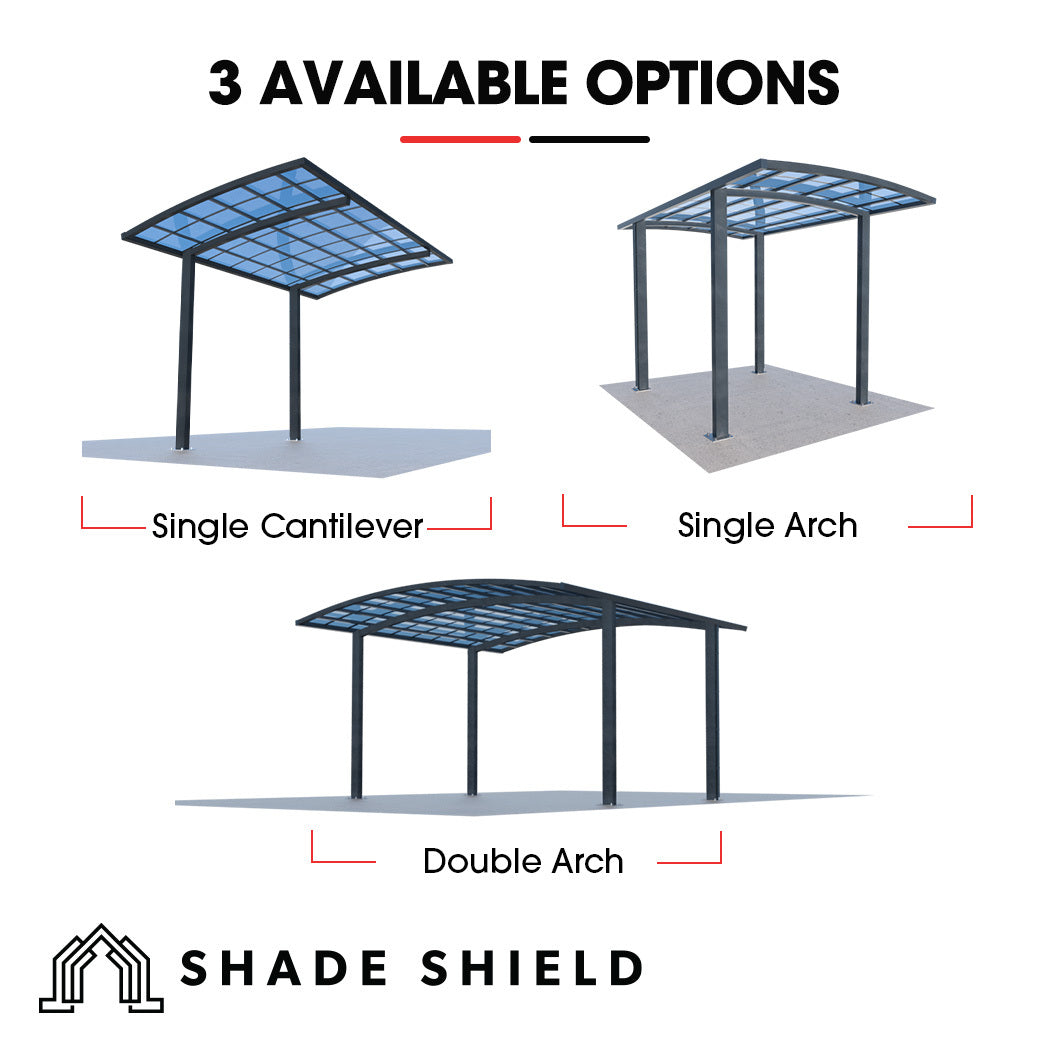 Single Cantilever Carport 3.0m x 5.5m Aluminium, Polycarbonate Roof Shelter