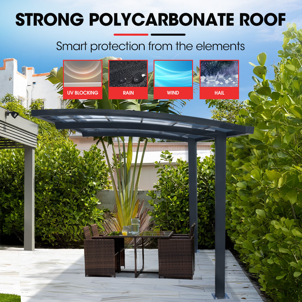 Single Cantilever Carport 3.0m x 5.5m Aluminium, Polycarbonate Roof Shelter