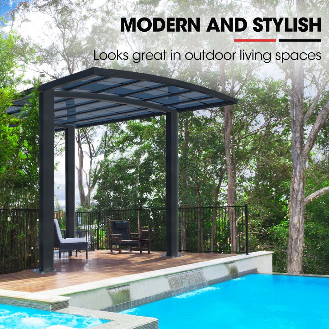 Aluminium Single Carport 3.0m x 5.5m, UV Protection & Wind Resistant Shelter