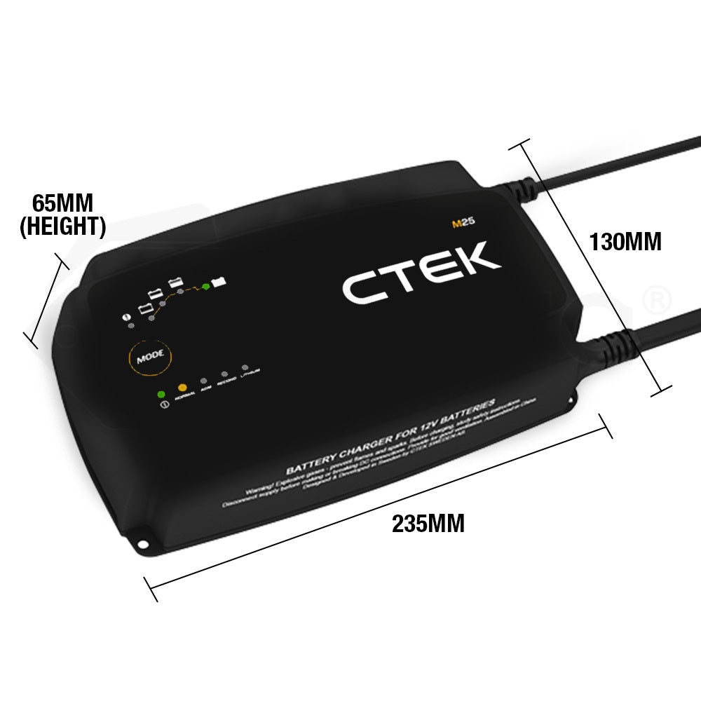 M25 12V 25A Smart Battery Charger with Lithium Mode & Temperature Sensor