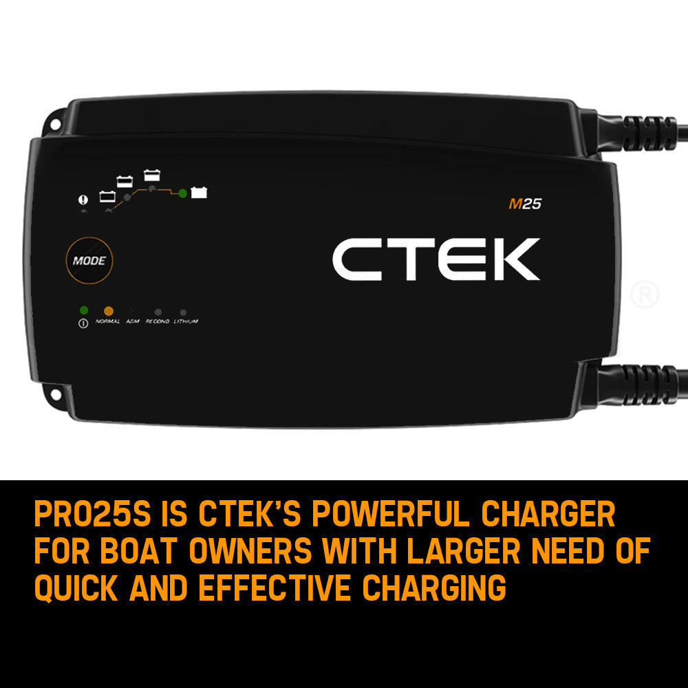 M25 12V 25A Smart Battery Charger with Lithium Mode & Temperature Sensor