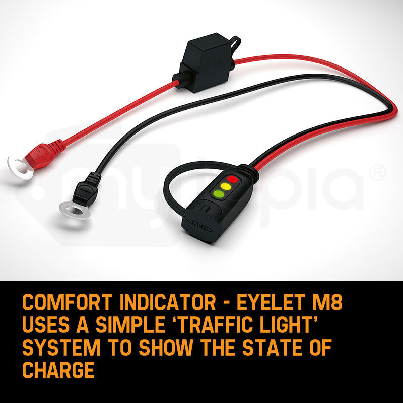 Battery Charger LED Indicator Eyelet M8 12V, 0.5m Cable Quick Connect System