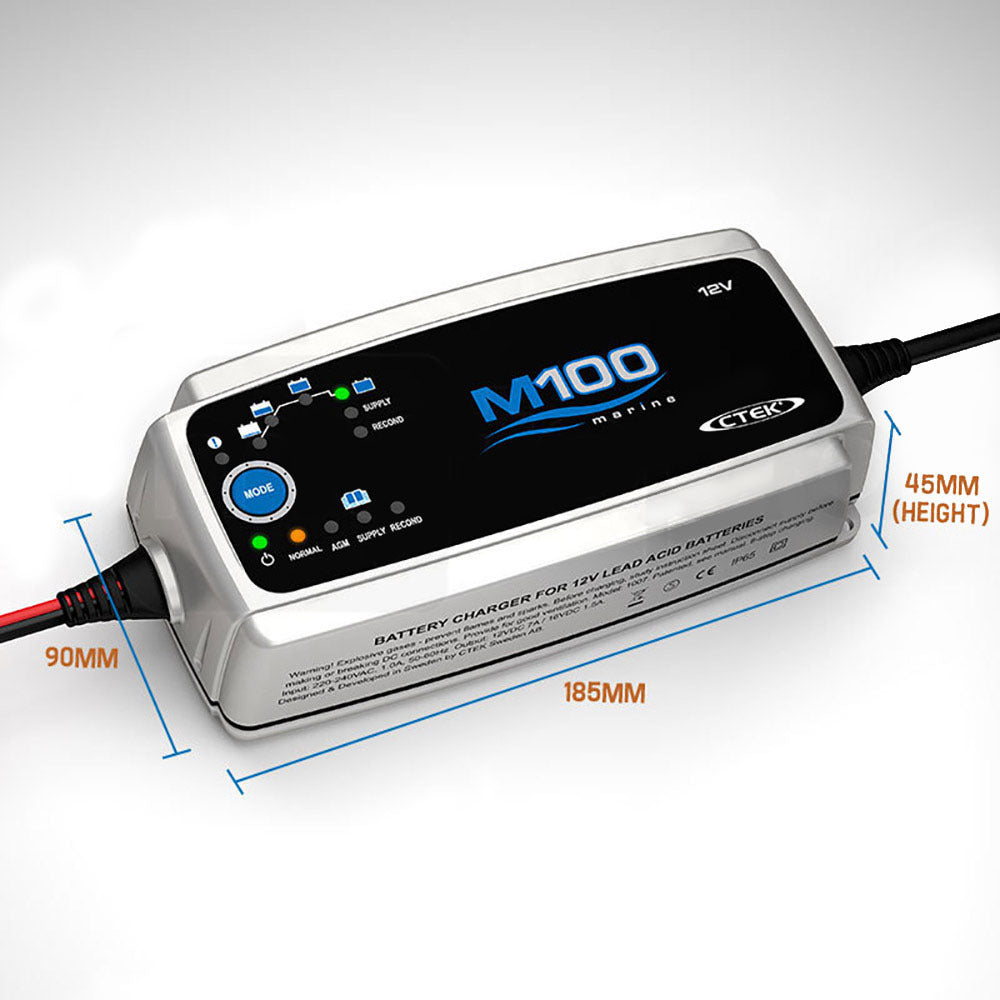7A 12V Smart Marine Battery Charger with AGM & Recond Modes - IP65 Rated