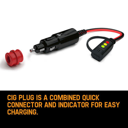 Cig Plug Battery Charger Connector Cable for 12V Sockets, Quick Connect
