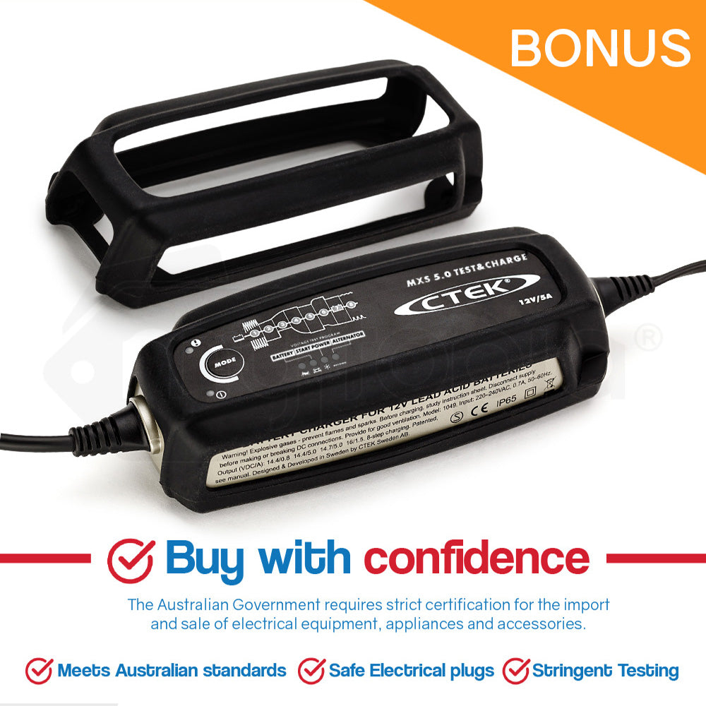Smart Battery Charger with Tester & Reconditioning for 12V Batteries, 5-Year Warranty