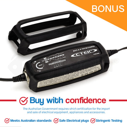Smart Battery Charger with Tester & Reconditioning for 12V Batteries, 5-Year Warranty