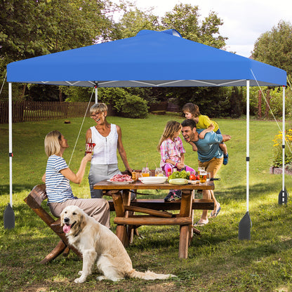 3 x 3 m Pop up Canopy Tent with 1 Sidewall and Wheeled Bag-Blue