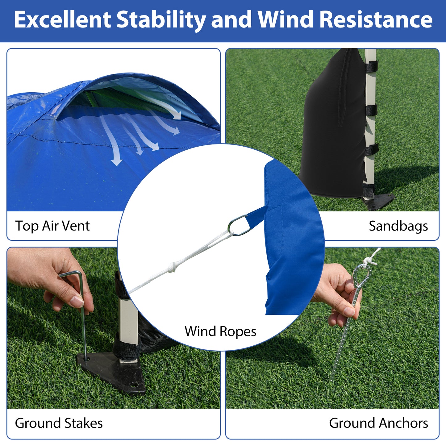 3 x 3 m Pop up Canopy Tent with 1 Sidewall and Wheeled Bag-Blue