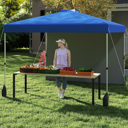 3 x 3 m Pop up Canopy Tent with 1 Sidewall and Wheeled Bag-Blue