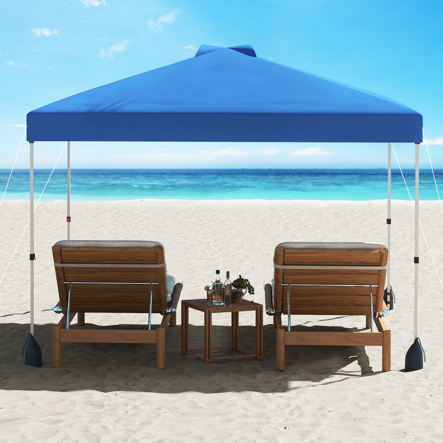 3 x 3 m Pop up Canopy Tent with 1 Sidewall and Wheeled Bag-Blue