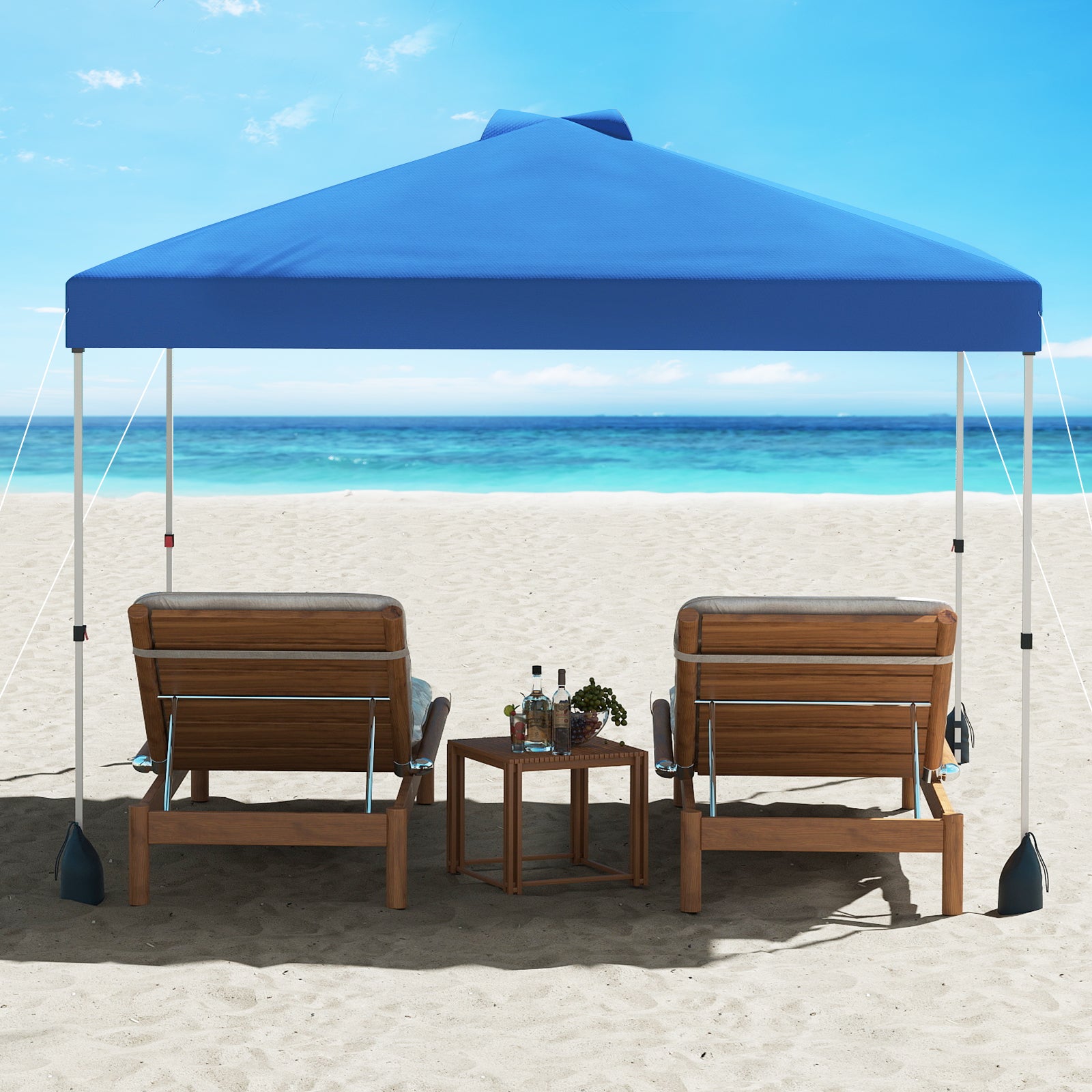 3 x 3 m Pop up Canopy Tent with 1 Sidewall and Wheeled Bag-Blue