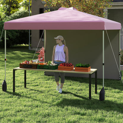 3 x 3 m Pop up Canopy Tent with 1 Sidewall and Wheeled Bag-Pink
