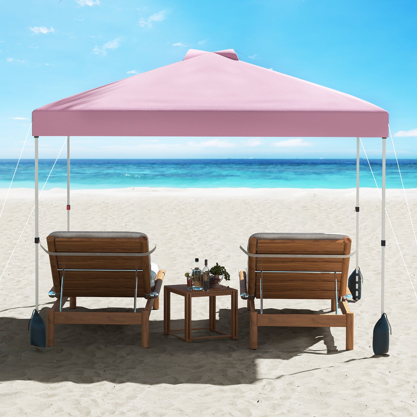 3 x 3 m Pop up Canopy Tent with 1 Sidewall and Wheeled Bag-Pink