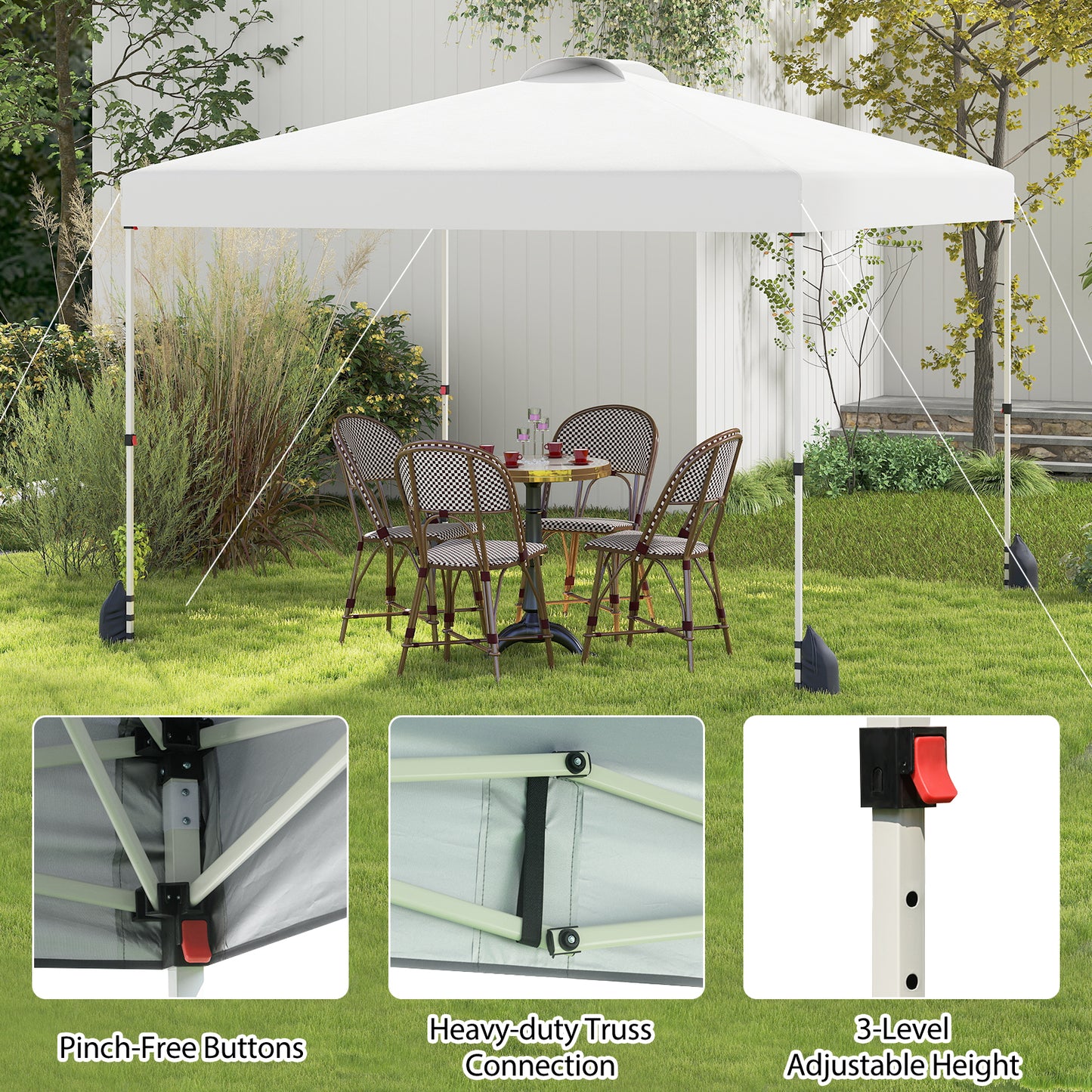 3 x 3 m Pop up Canopy Tent with 1 Sidewall and Wheeled Bag-White