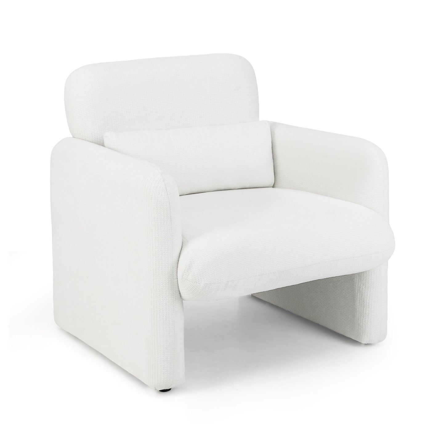 Chenille Accent Chair with Removable Lumbar Pillow Living Room Bedroom-White