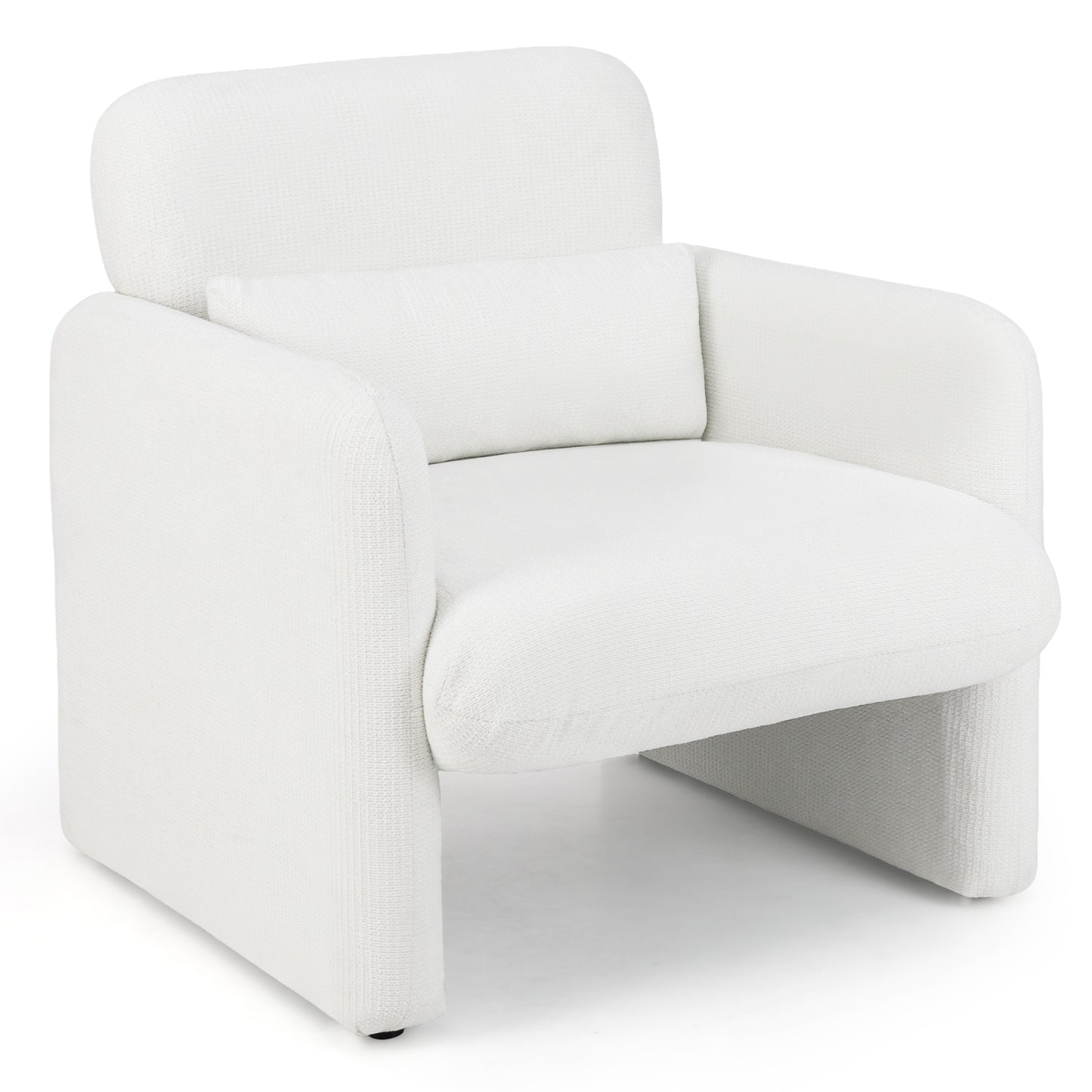 Chenille Accent Chair with Removable Lumbar Pillow Living Room Bedroom-White