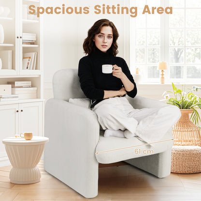Chenille Accent Chair with Removable Lumbar Pillow Living Room Bedroom-White