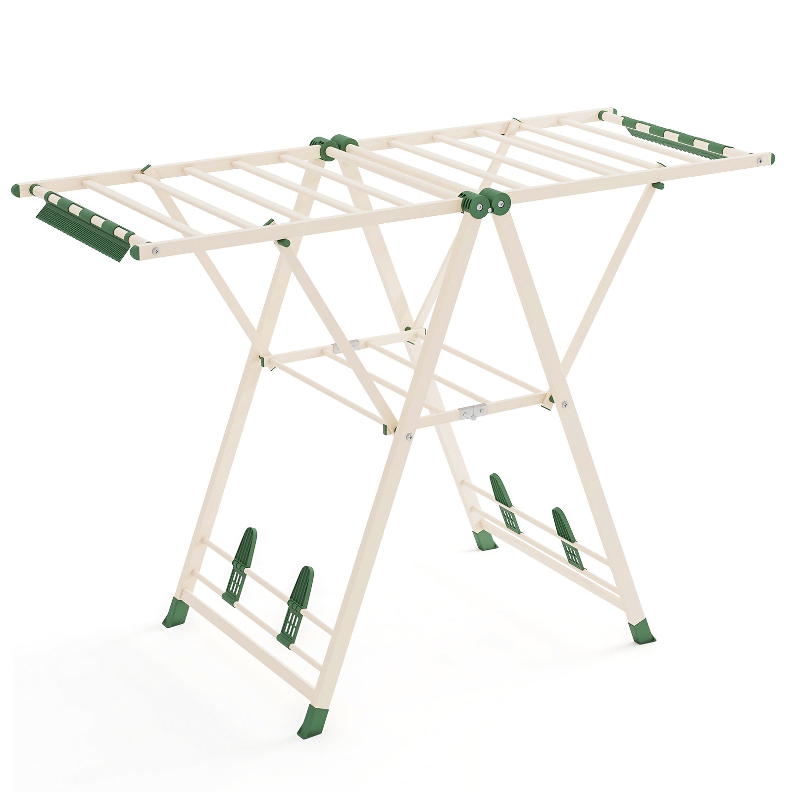 140cm Clothes Drying Rack Foldable Metal Laundry Drying Rack-Beige