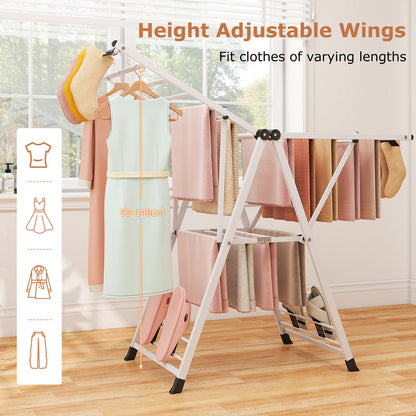 140cm Clothes Drying Rack Foldable Metal Laundry Drying Rack-White