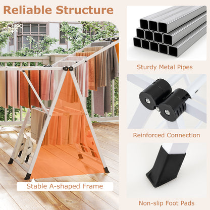 140cm Clothes Drying Rack Foldable Metal Laundry Drying Rack-White