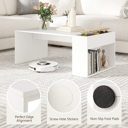 Coffee Table with Double-Layer Storage Space Modern Center Table-White