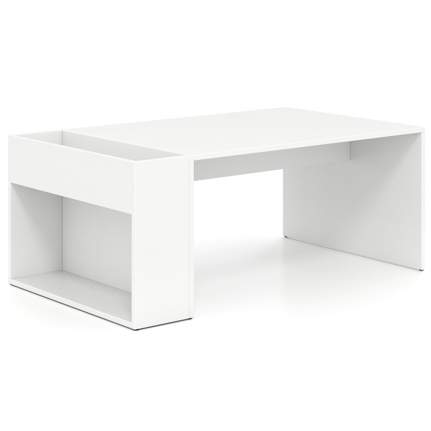 Coffee Table with Double-Layer Storage Space Modern Center Table-White