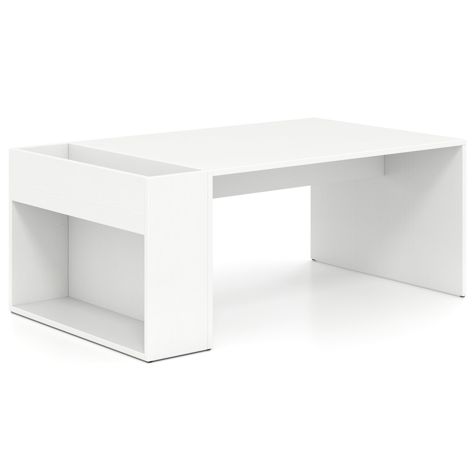 Coffee Table with Double-Layer Storage Space Modern Center Table-White