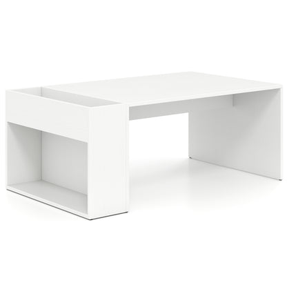 Coffee Table with Double-Layer Storage Space Modern Center Table-White
