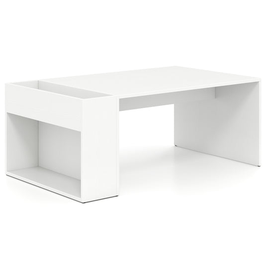 Coffee Table with Double-Layer Storage Space Modern Center Table-White