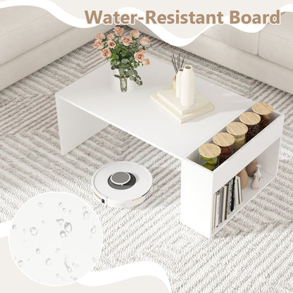 Coffee Table with Double-Layer Storage Space Modern Center Table-White