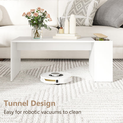 Coffee Table with Double-Layer Storage Space Modern Center Table-White