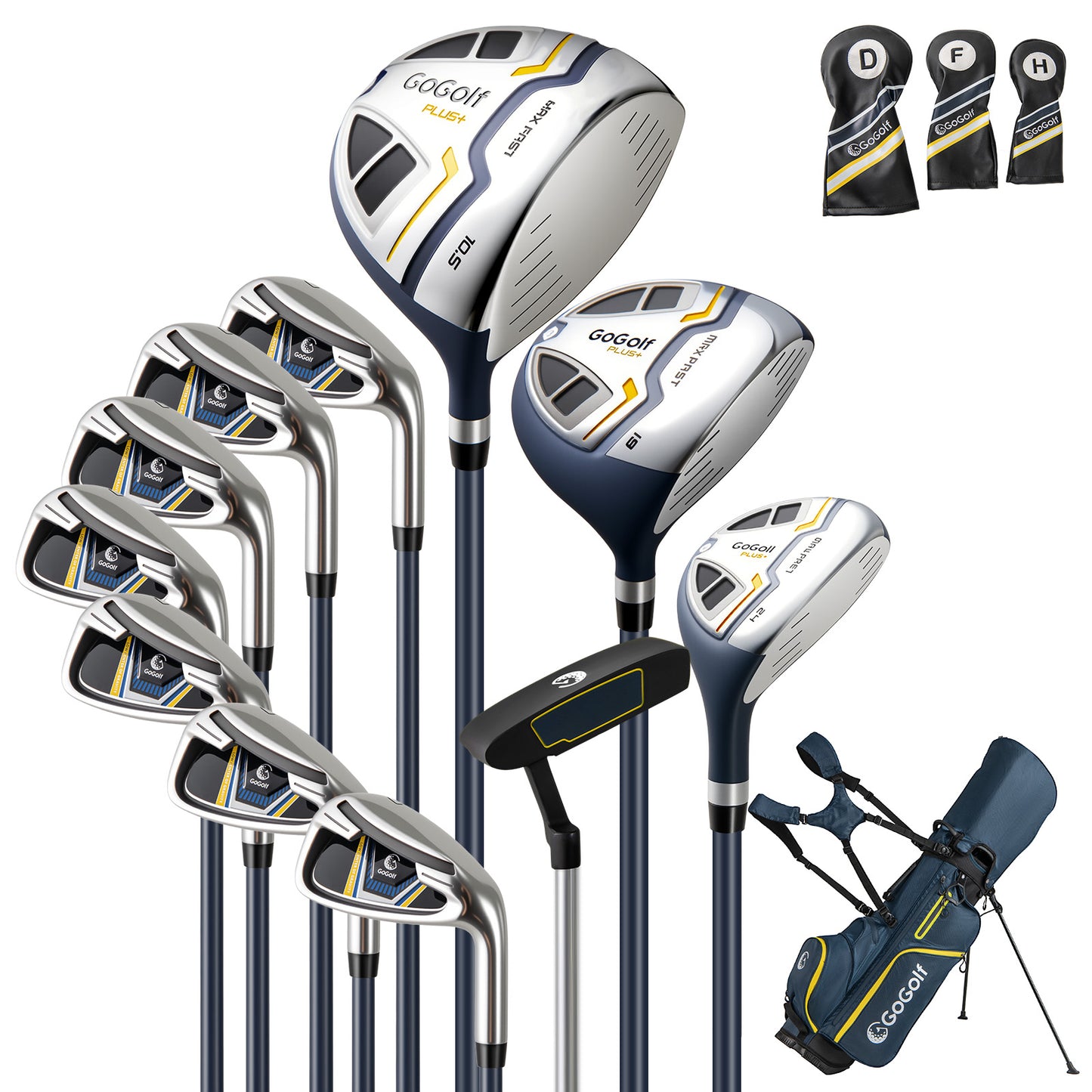 Complete golf club set for men with stand bag-Yellow