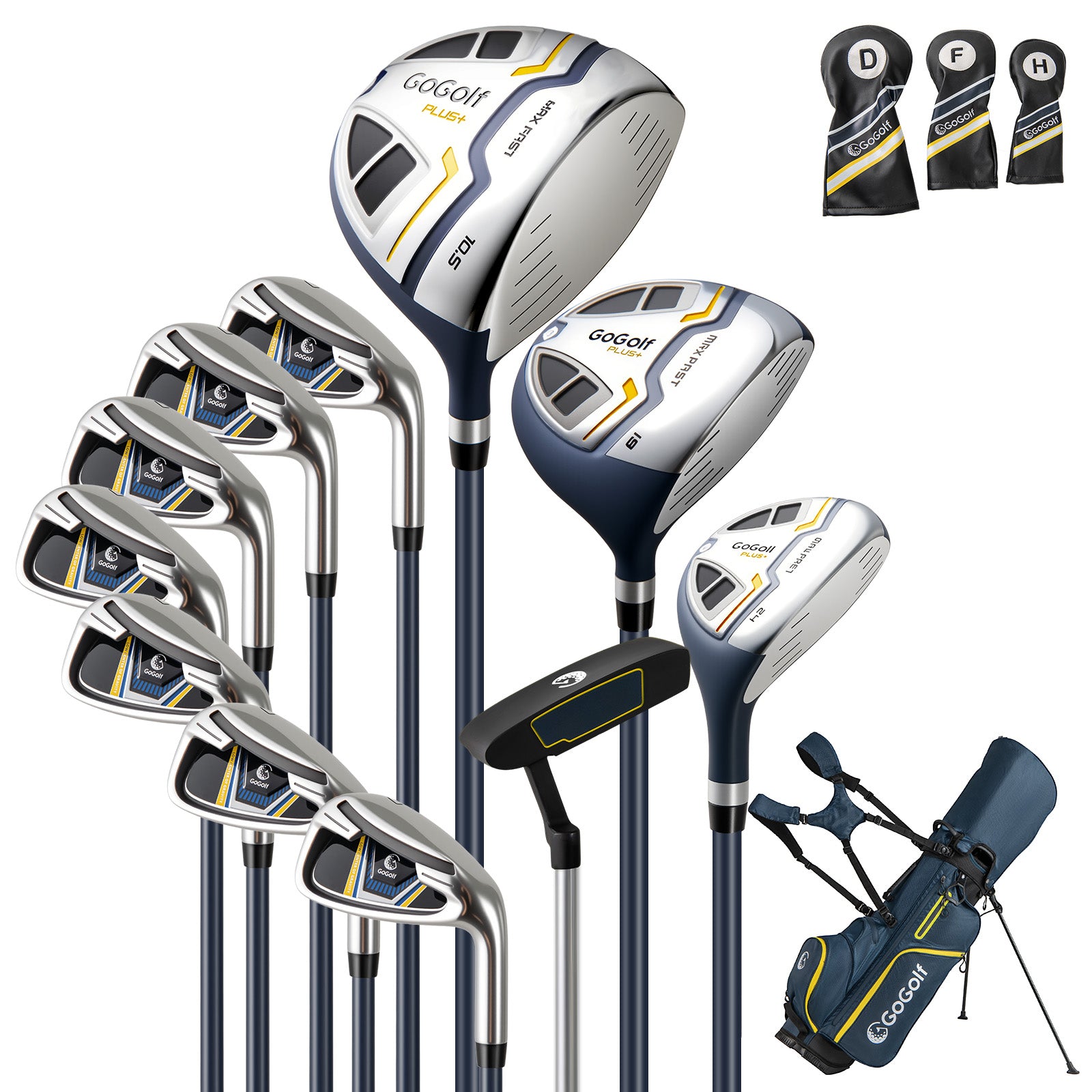 Complete golf club set for men with stand bag-Yellow