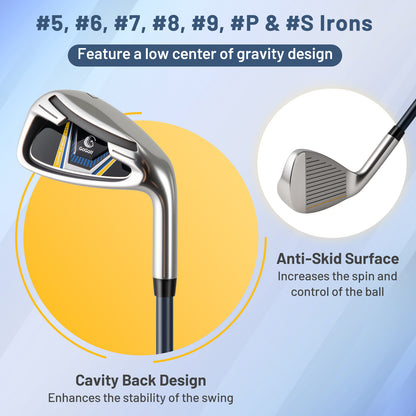 Complete golf club set for men with stand bag-Yellow
