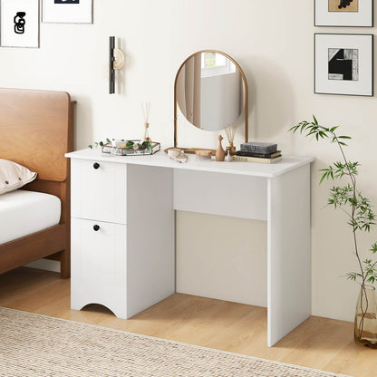 Computer Desk with Drawers with Charging Station and Cable Hole-White
