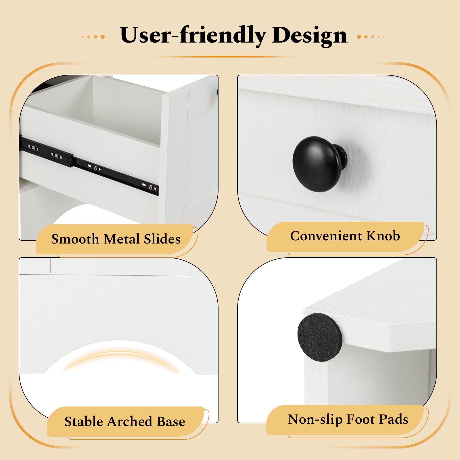 Computer Desk with Drawers with Charging Station and Cable Hole-White