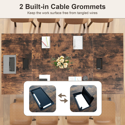 Conference Room Table Seats up to 10 People for Office and Boardroom-Rustic Brown