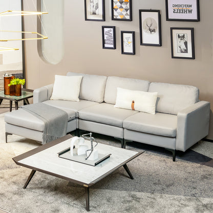 Convertible Sectional Sofa L-Shaped 3-Seat Sofa Couch