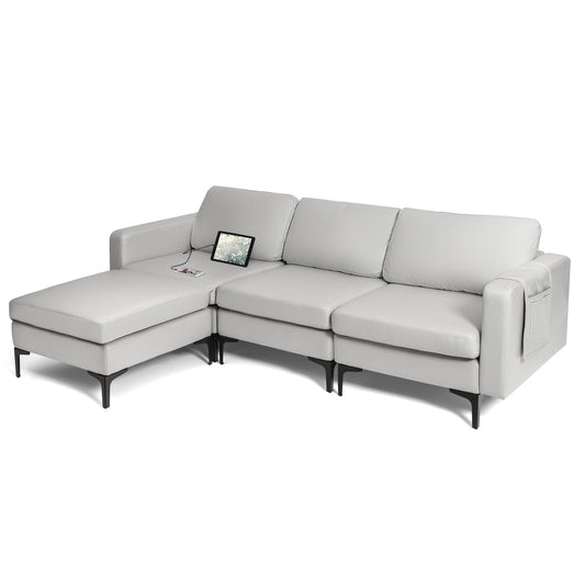 Convertible Sectional Sofa L-Shaped 3-Seat Sofa Couch