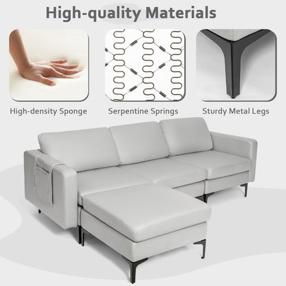 Convertible Sectional Sofa L-Shaped 3-Seat Sofa Couch