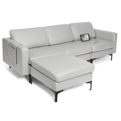 Convertible Sectional Sofa L-Shaped 3-Seat Sofa Couch