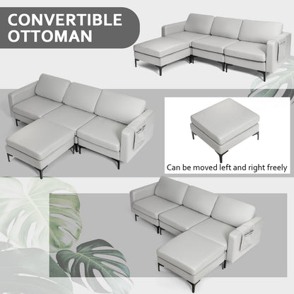 Convertible Sectional Sofa L-Shaped 3-Seat Sofa Couch