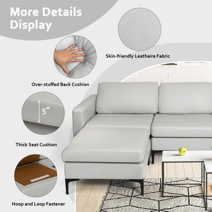 Convertible Sectional Sofa L-Shaped 3-Seat Sofa Couch