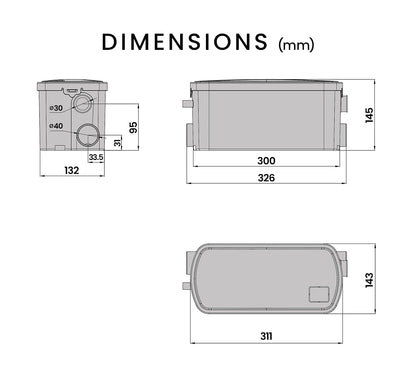 Compact 200W Macerator Pump for Shower & Basin - 8m Vertical, 80m Horizontal