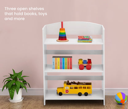 Kids' Wooden Bookshelf with 3 Shelves, White