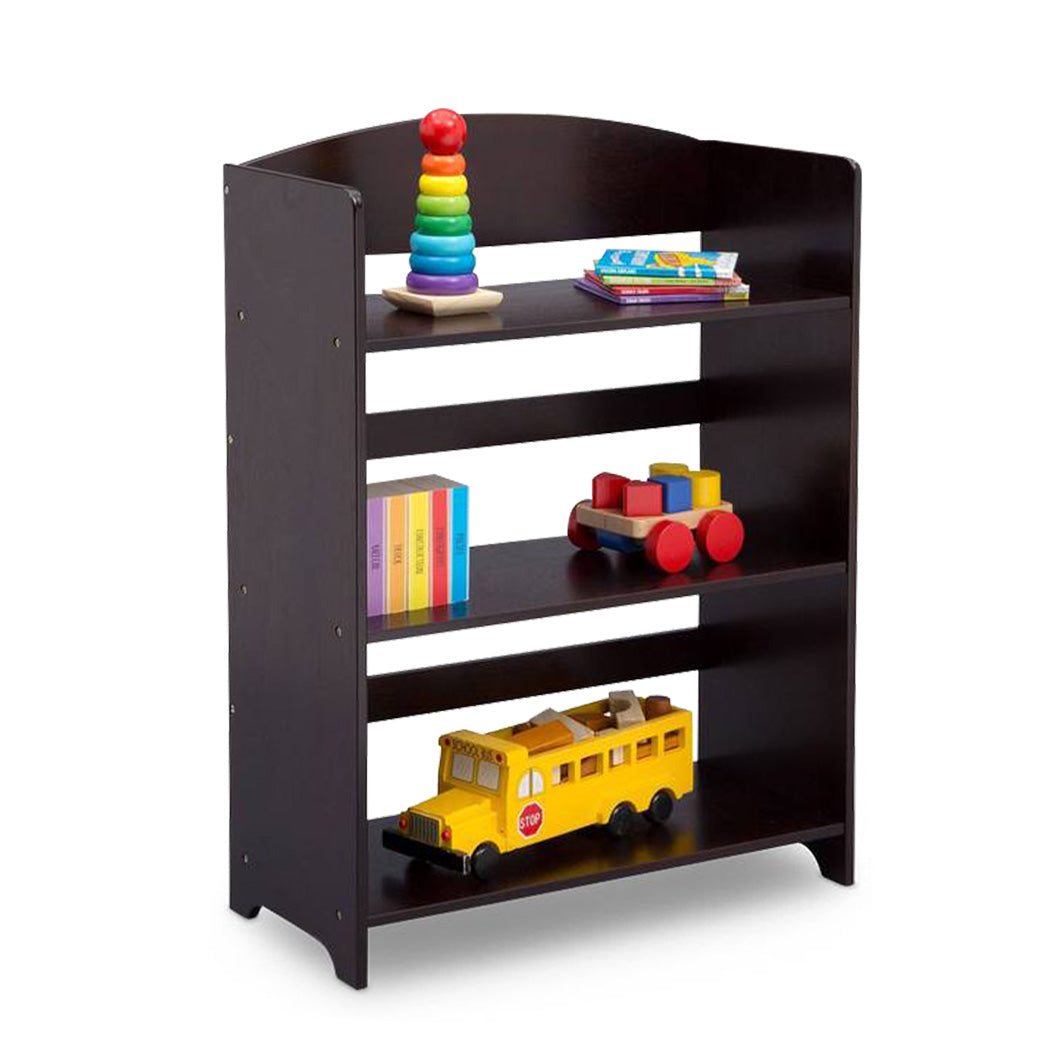 Children's 3-Shelf Bookshelf, Dark Chocolate, Sturdy Wood Construction