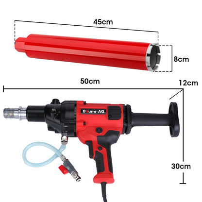 1800W Handheld Core Drill with 0.12m Bit for Concrete, Brick, and Granite