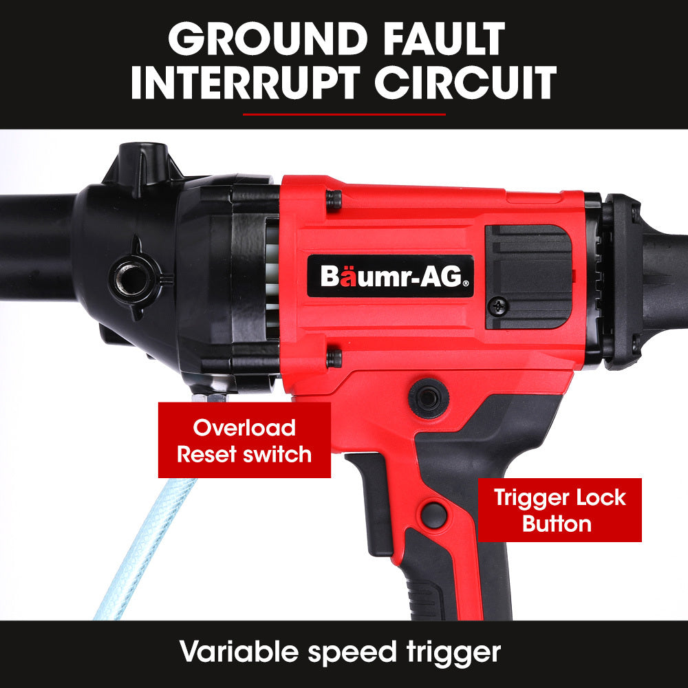 1800W Handheld Wet/Dry Diamond Core Drill, 120mm, Dust & Splash Resistant