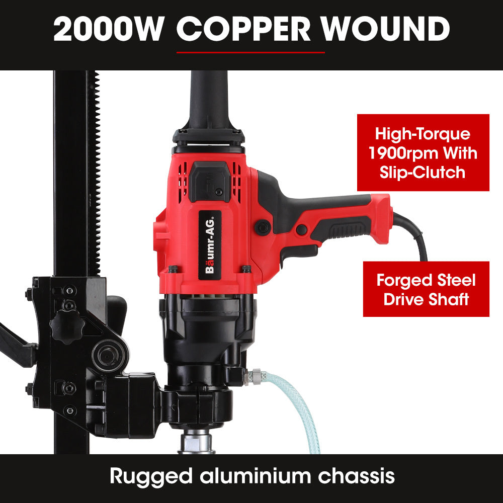2000W Handheld Core Drill with Stand & Bit Combo, Max 0.16m Drilling Diameter