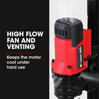 3000W 0.2m Wet/Dry Diamond Core Drill Rig with Stand and 1100RPM Speed